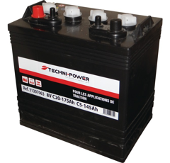 Batterie tracteur 8v 175Ah decharge lente + à gauche | TECHNI-POWER