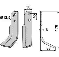 Fräsmesser Rechts 178 x 50 Carraro Antonio Nachbau