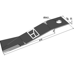 Couteau pour broyeur MC CONNEL 00764667 adaptable - Blacksteel©