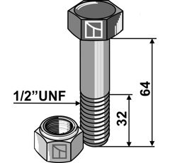 Boulon 1/2''UNF x 64 pour broyeur adaptable - Blacksteel©