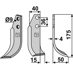 Fräsmesser 175x40mm, rechts - KB-001-005 | Tielbürger - Nachbau