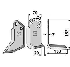Lame droite pour Fraise/Rotavator PEGORARO 2191 adaptable
