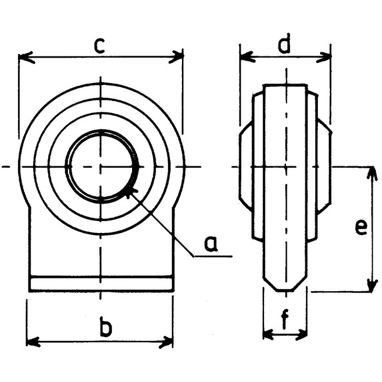 Rotule Droite à Souder Catégorie I/II - Ø 22/28 Mm, Base Plate, Dimensions Standard (A=45, B=22/28, C=22, D=80, E=65, F=105, G=70 Mm)