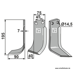 Fräsmesser Links 195 x 75 Gehring IND37AL Nachbau