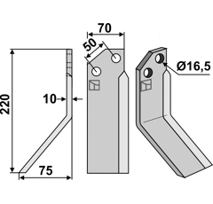 Lame gauche pour Fraise/Rotavator BADALINI FM6401A adaptable