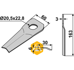 Couteau pour faucheuse TAARUP 56 110 200 adaptable - Blacksteel©