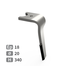 Dent de herse rotative Droite, 3 plaquettes carbure triangulaires, fixation rapide KUHN K2507070 adaptable