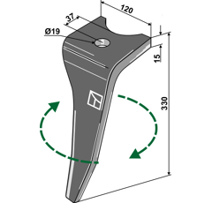 Dent Droite pour herses rotatives AMAZONE 967495 adaptable - Blacksteel©