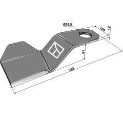 Schlegelmesser rechts 395 mm für Mulcher SPEARHEAD 7770730 - Nachbau