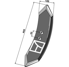 Pointe de soc 440 x 120 mm pour cultivateur adaptable