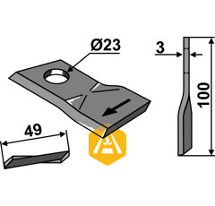 Couteau rotatif droit pour faucheuse MORTL T683-R adaptable - Blacksteel©