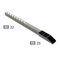 Barre carrelet : 22 x 22 avec embout 25 carbure ACTISOL 19200005 adaptable