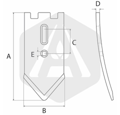 Pointe de soc 280 mm pour déchaumeur LEMKEN 3374443 adaptable