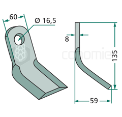 Couteau-Y pour broyeur 130x60mm AGRICOM adaptable 