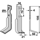 Fräsmesser Rechts 195 x 30 Agria Nachbau
