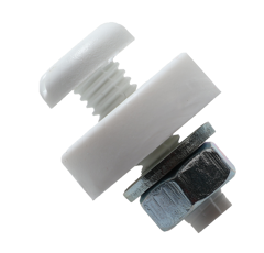 Kennzeichenschraube aus Kunststoffkpl. montiert weiss - 100 Stk.