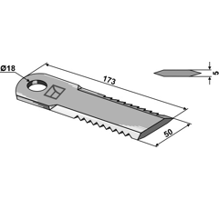 Couteau cranté pour moissonneuse-batteuse NEW HOLLAND 84437624 adaptable - BlackSteel©
