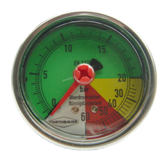 Manometer, flüssigdüngerfest, 0/20/60 bar, R1/4" hinten, Ø 63 mm