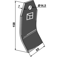 Couteau pour broyeur 158x80mm NOBILI 6061000 adaptable - Blacksteel©