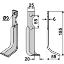 Fräsmesser Rechts 185 x 25 B.C.S. Nachbau