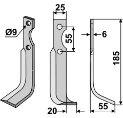 Fräsmesser Rechts 185 x 25 B.C.S. Nachbau