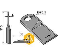 Couteau gauche pour faucheuse KUHN K6804710 adaptable - Blacksteel©