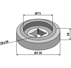 Bride intérieure Ø 138 mm - 28 mm adaptable