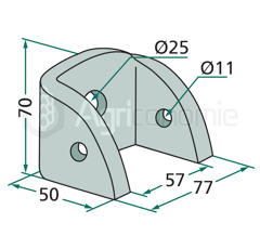 Bride de support 70x50 pour broyeur QUIVOGNE adaptable 