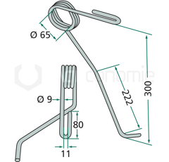 Dent gauche pour semoir LEMKEN 3537057 adaptable