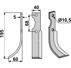 Fräsmesser Links 195 x 40 Barbieri Nachbau