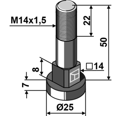 Bolzen 50x25 für Mulcher BERTI Nachbau  