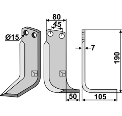 Lame droite pour Fraise/Rotavator EBERHARDT 1530 adaptable -