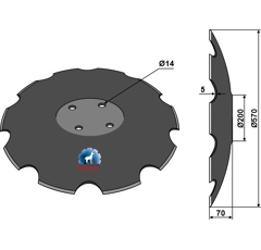 Disco dentado ?570x5 para cultivador adaptable - Blacksteel©