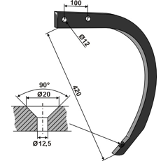 Dent pour cultivateur FARMET 9003266 adaptable - Blacksteel©