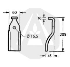 Cuchilla 205 x 45 x 10 mm para rotavator PEGORARO LD 8600 adaptable