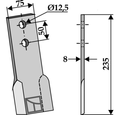 Fléau pour broyeur 235x75mm, droit PERFECT  adaptable - Blacksteel©