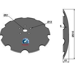 Scheibe gezahnt ∅510x6 für Grubber AMAZONE HC125 Nachbau  