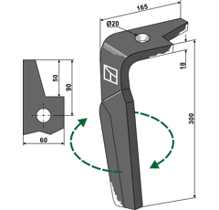 Dent Droite pour herses rotatives AMAZONE 965779 adaptable - Blacksteel©