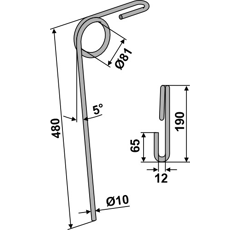 Diente para sembradora 485 mm DOUBLET-RECORD 0042-610-00 adaptable