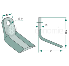 Couteau Y pour broyeur AGRIMASTER 3006280 adaptable 