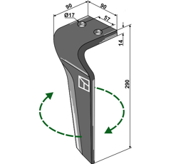 Dent droite pour herse rotative CARRARO 155216 adaptable - Blacksteel©