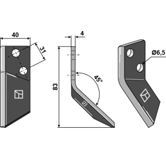 Couteau pour mélangeuse DELAVAL 94832601 adaptable - Blacksteel©