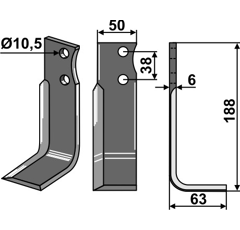 Fräsmesser Rechts 188 x 50 Barbieri Nachbau