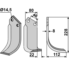 Fräsmesser Rechts 228 x 80 Ferri+Simoni, Maletti Nachbau