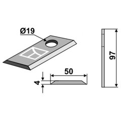 Couteau rotatif pour faucheuse JF-STOLL 1380-0025 adaptable - Blacksteel©