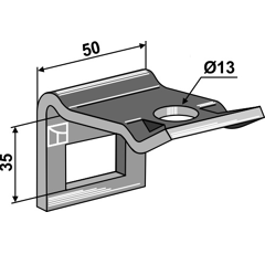 Halter für Zinken 32x10 mit Verstärkungsfeder 32x10 - 50x15 - Bohrung 13