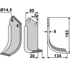 Fräsmesser Rechts 183 x 80 Tortella Nachbau