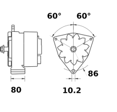 Alternateur MAHLE LETRIKA 14 V - 55 A / MG 125