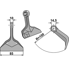 Marteau pour broyeur 85x10mm MURATORI Adaptable Blacksteel©
