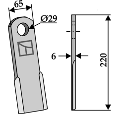 Fléau droit 220 mm pour broyeur UGELØSE UG4230 adaptable